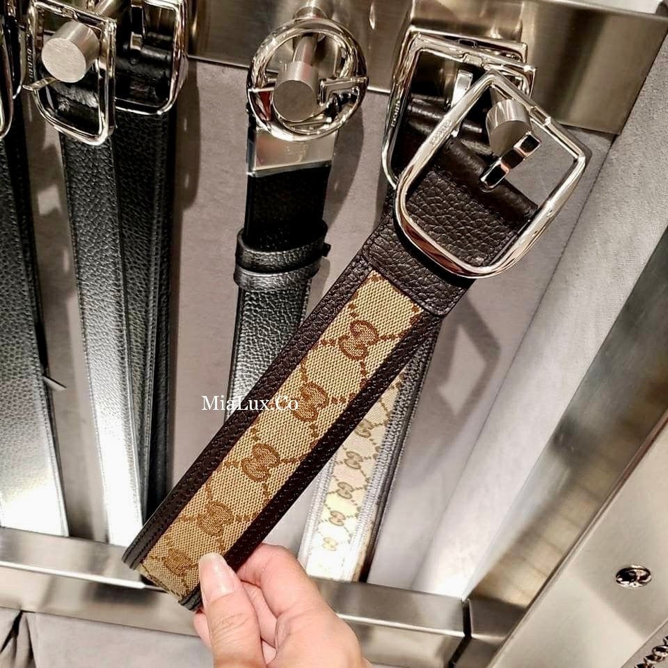 @Gucci GG 男生款老花皮帶/P165