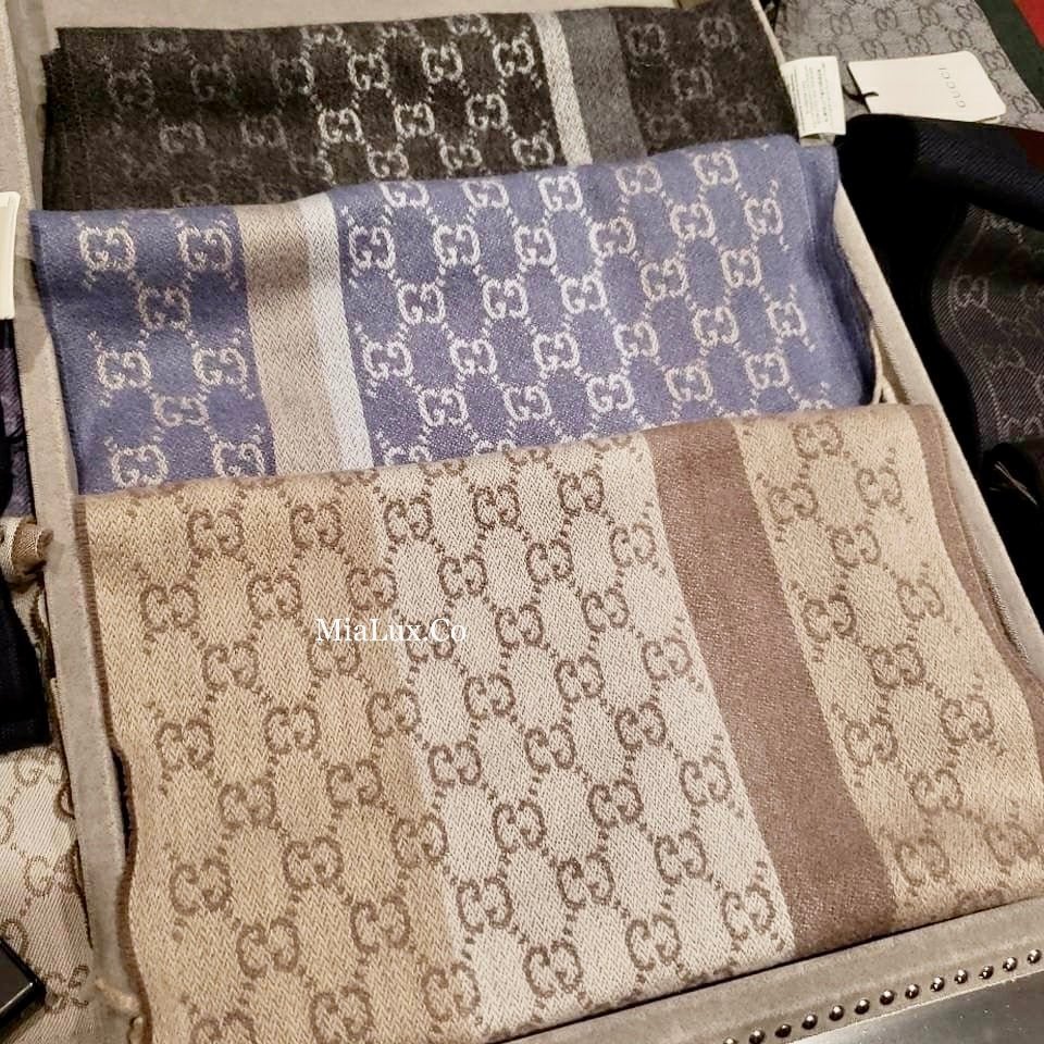 *@Gucci Wool Scarf  男女款邊飾羊毛厚長條圍巾/P220