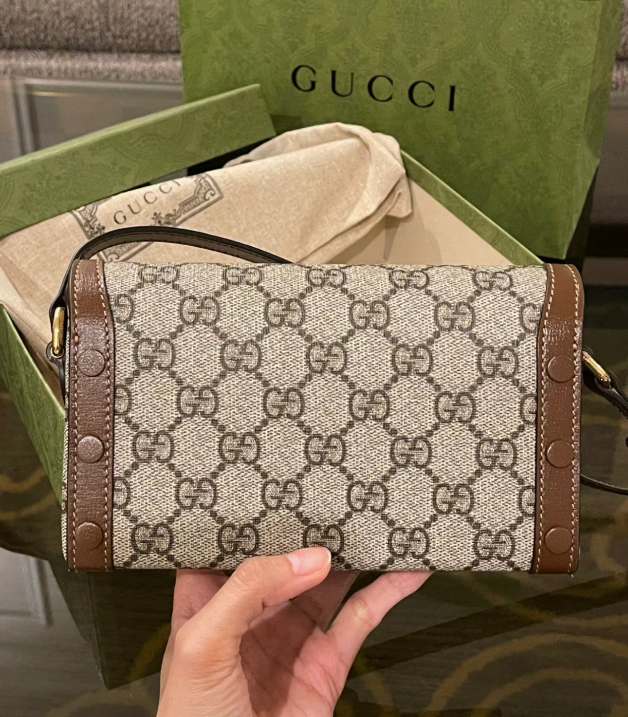 Gucci 1955 Horsebit Mini 馬銜老花掀蓋包/945 🉐38800