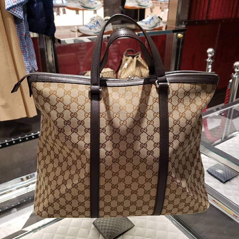 *@Gucci Canvas Tote L 大款男女款老花托特包/P500