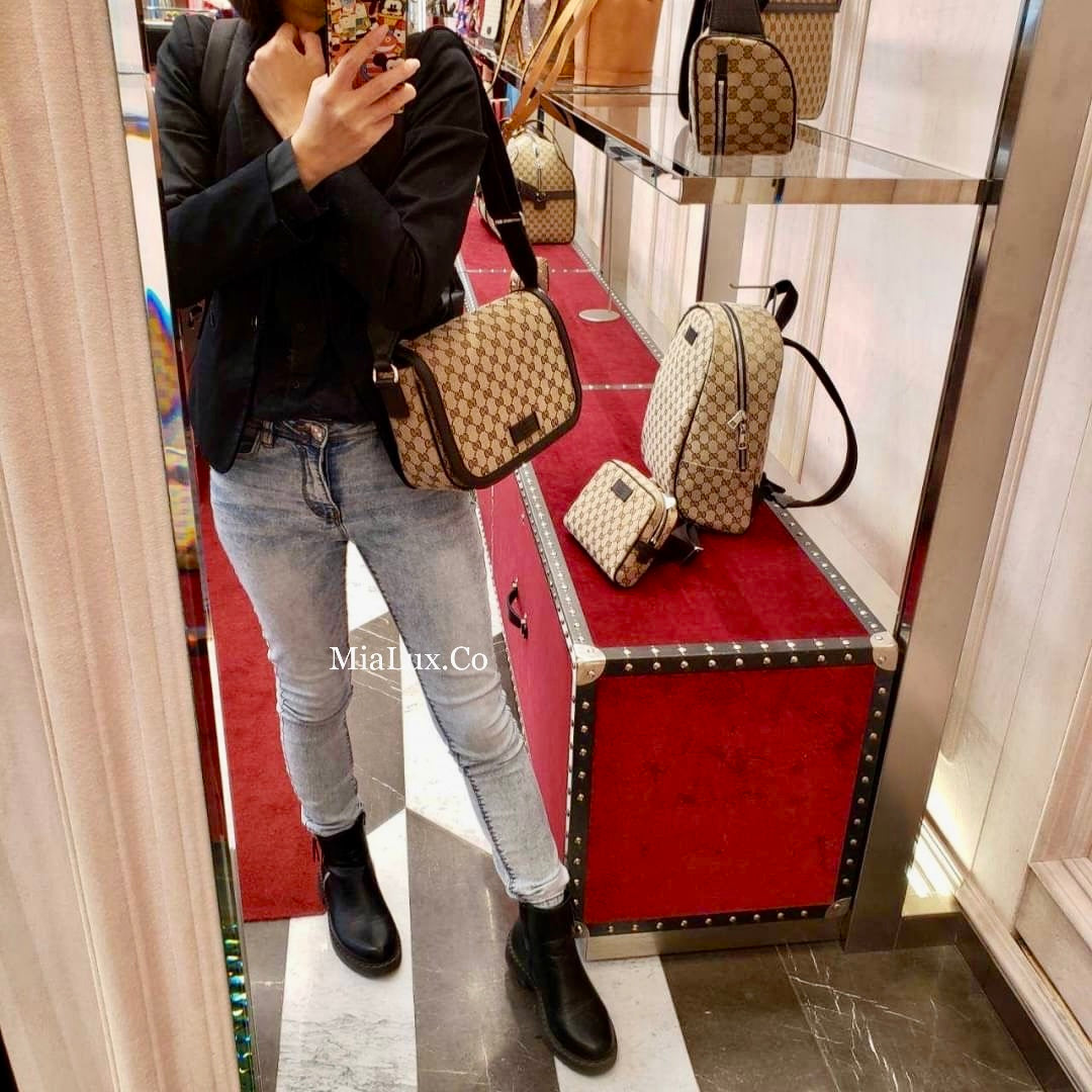 *@Gucci 男生款老花織布郵差包/ 小款P470 / 大款 P490