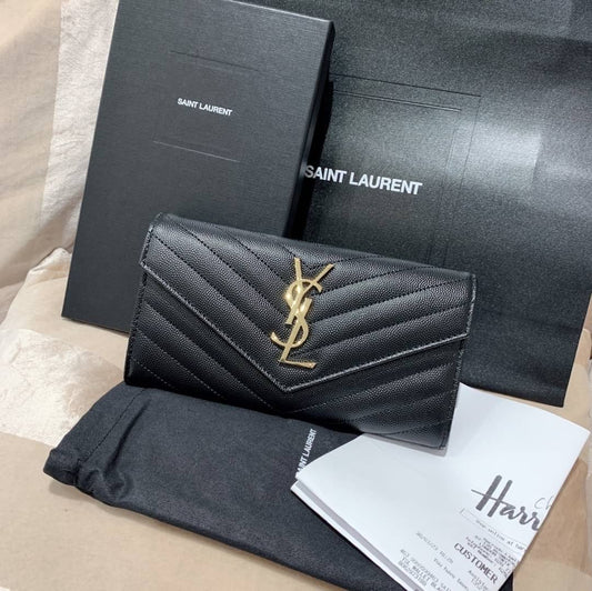 YSL Cassandre Matelasse 粒面牛皮翻蓋長夾/620C504 ㊙️折扣🉐21170💰