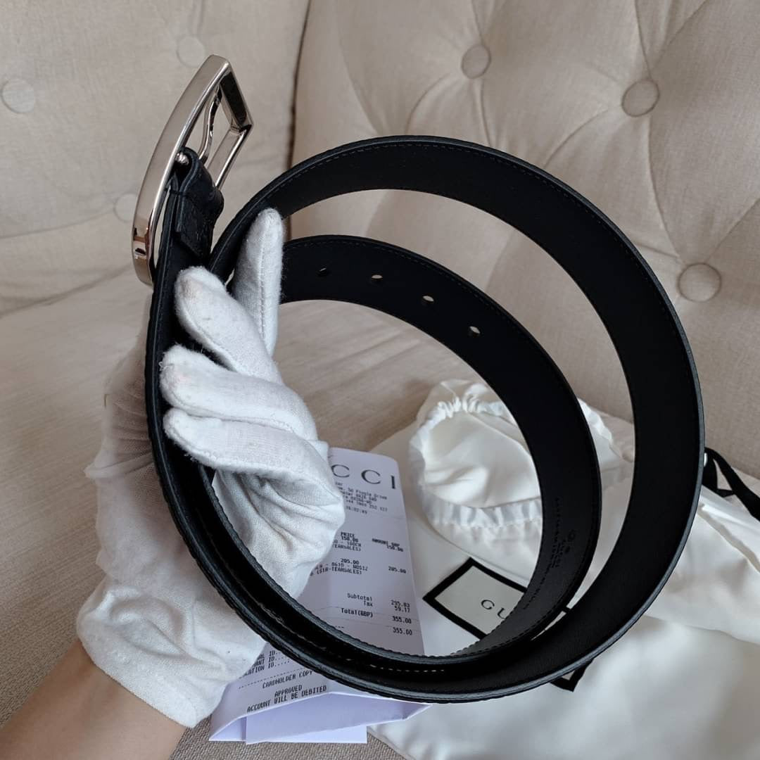 @Gucci Embossed Belt 男生款壓紋方頭皮帶/P195