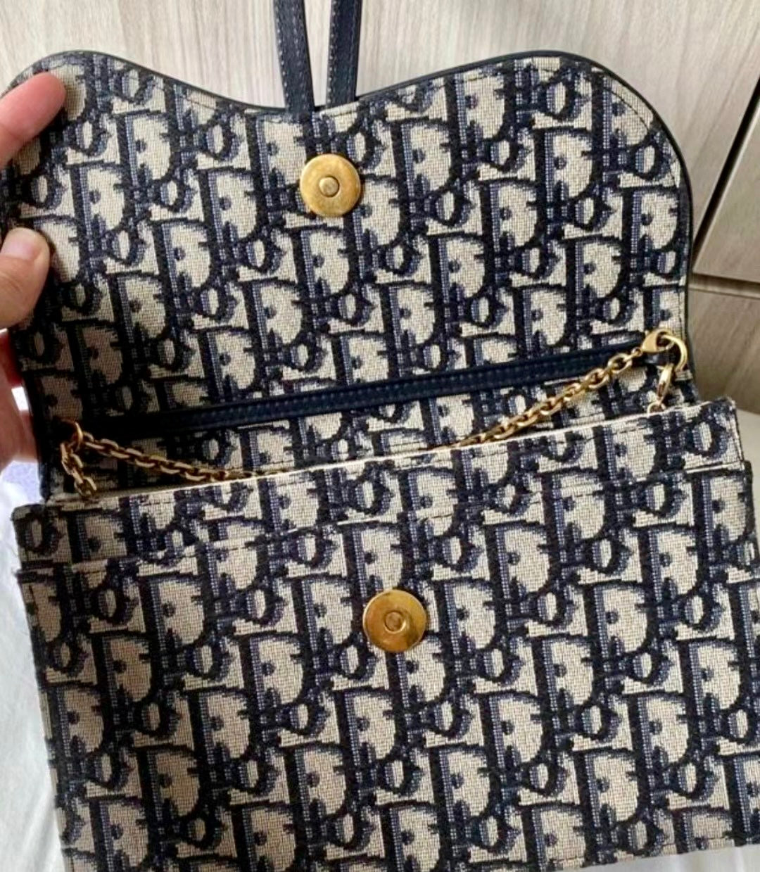 Dior▪️Saddle Pouch With Chain 緹花馬鞍鍊包/1550E1 700 🉐60500🇪🇺