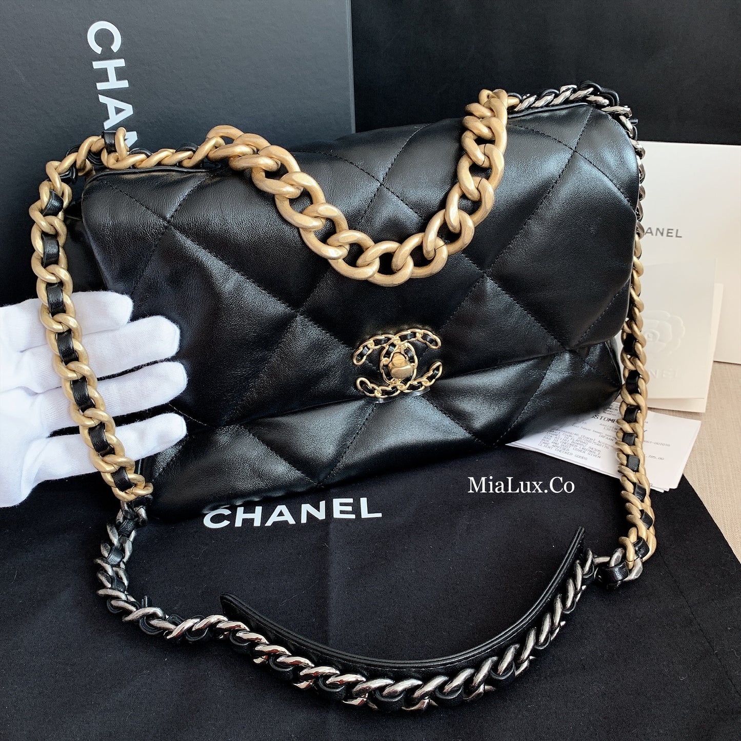 CHANEL✨| 19 LARGE LAMBSKIN HANDBAG 大款經典19小羊皮翻蓋鍊包 AS1161 *£5,890