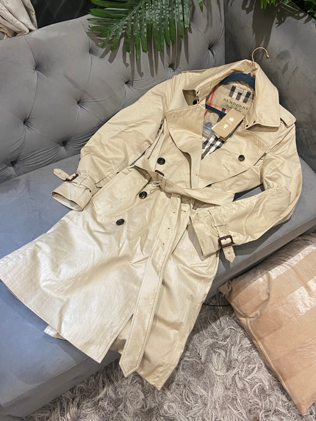 *現貨*@Burberry Harbourne 女款長版風衣-淺棕UK6 P23000 /T35000