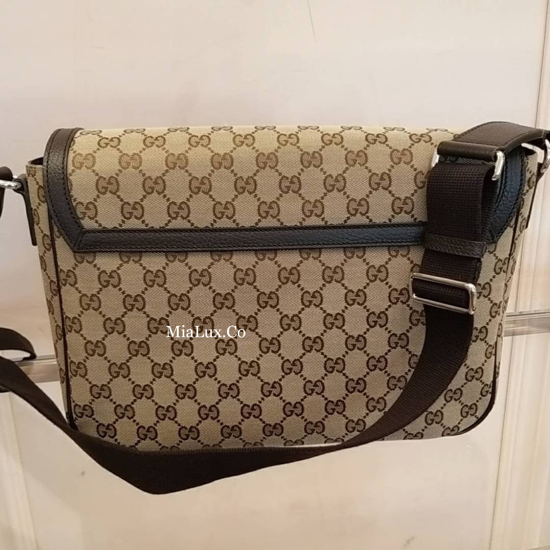 *@Gucci 男生款老花織布郵差包/ 小款P470 / 大款 P490