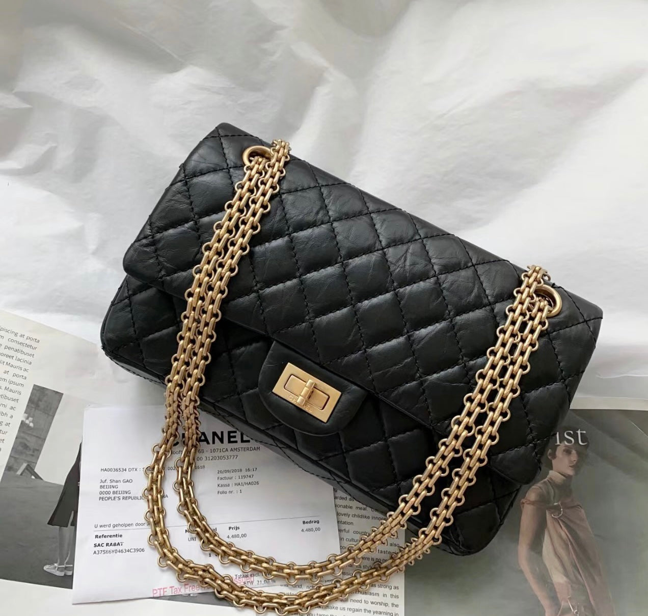 CHANEL▶︎✨| 2.55 CALFSKIN HANDBAG 經典2.55仿舊牛皮翻蓋包 A37586 *£8,530