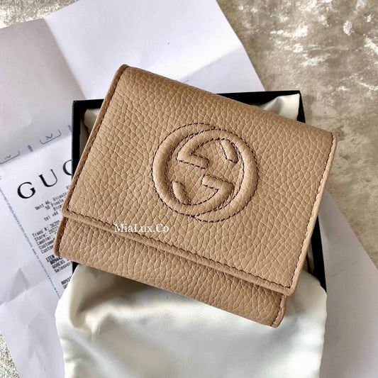 *@Gucci Soho Wallet 浮雕翻蓋三折短夾/P230