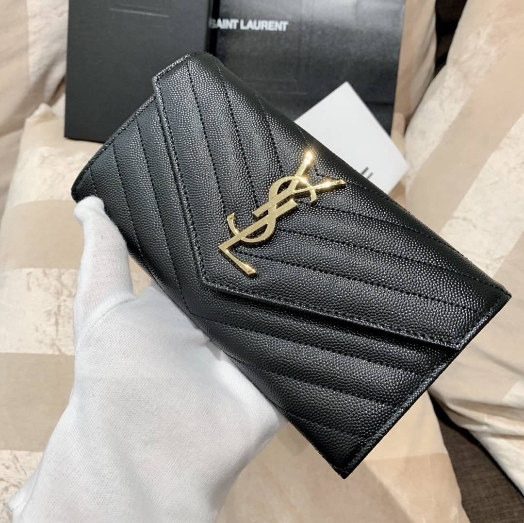 YSL Cassandre Matelasse 粒面牛皮翻蓋長夾/620C504 ㊙️折扣🉐21170💰