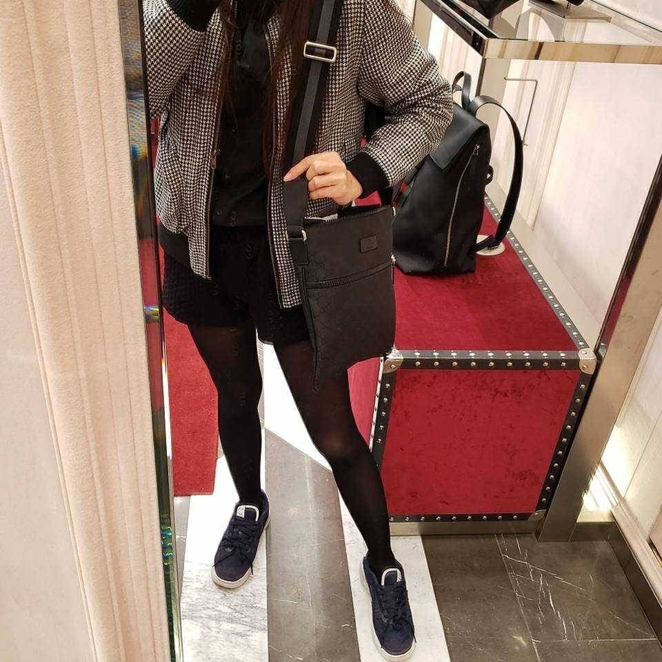 @Gucci Canvas Messenger L 大款男女款黑老花斜背包/P385