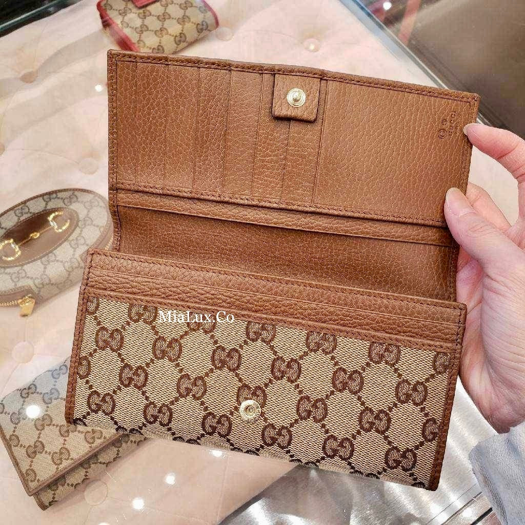 *@Gucci Long Wallet 老花織布翻蓋長夾/P280