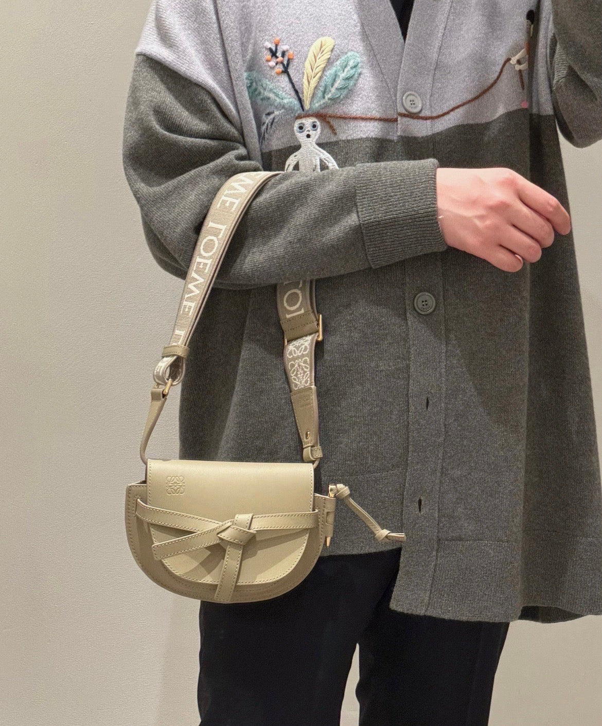 Loewe Gate Dual Mini 緹花背帶馬鞍包/1500