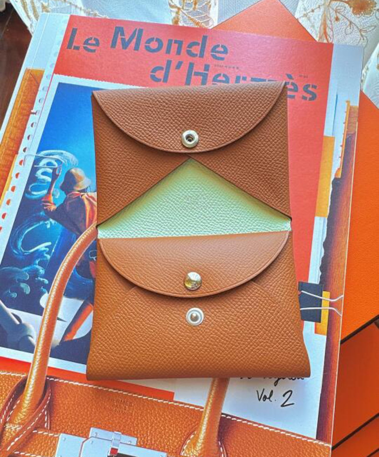 Hermes Calvi Duo Epsom皮卡夾錢包/455 ✨🉐20110