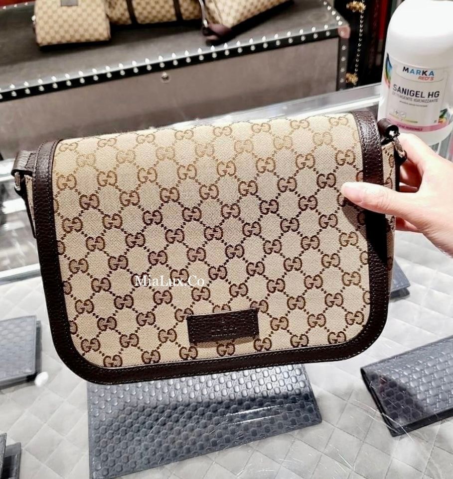 *@Gucci 男生款老花織布郵差包/ 小款P470 / 大款 P490