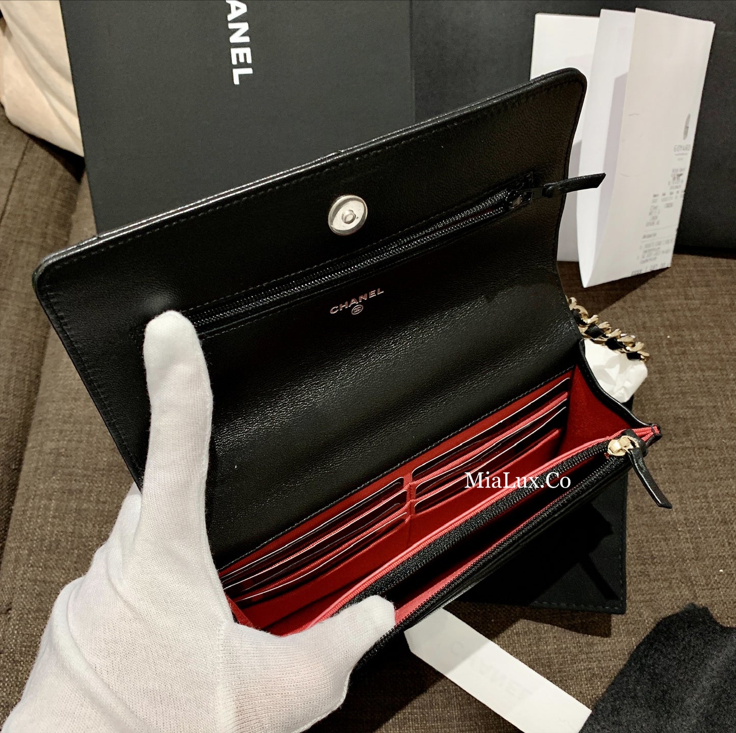 CHANEL▶︎✨| 19 LAMBSKIN WALLET ON CHAIN 經典19小羊皮WOC鏈包 AP3267 *£3,430