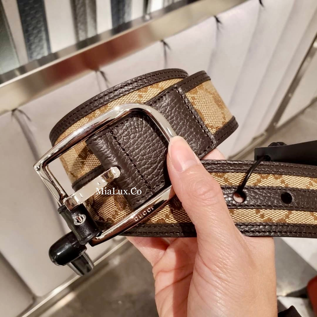 @Gucci GG 男生款老花皮帶/P165