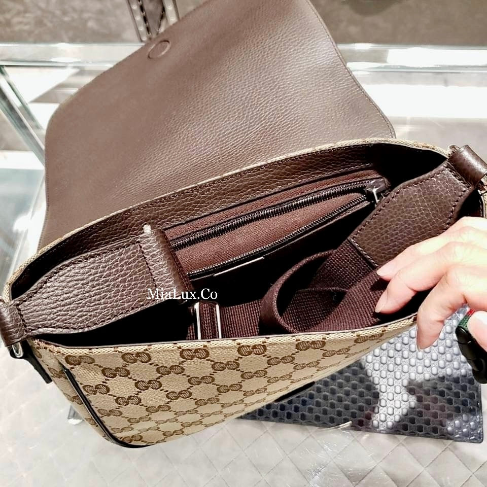 *@Gucci 男生款老花織布郵差包/ 小款P470 / 大款 P490