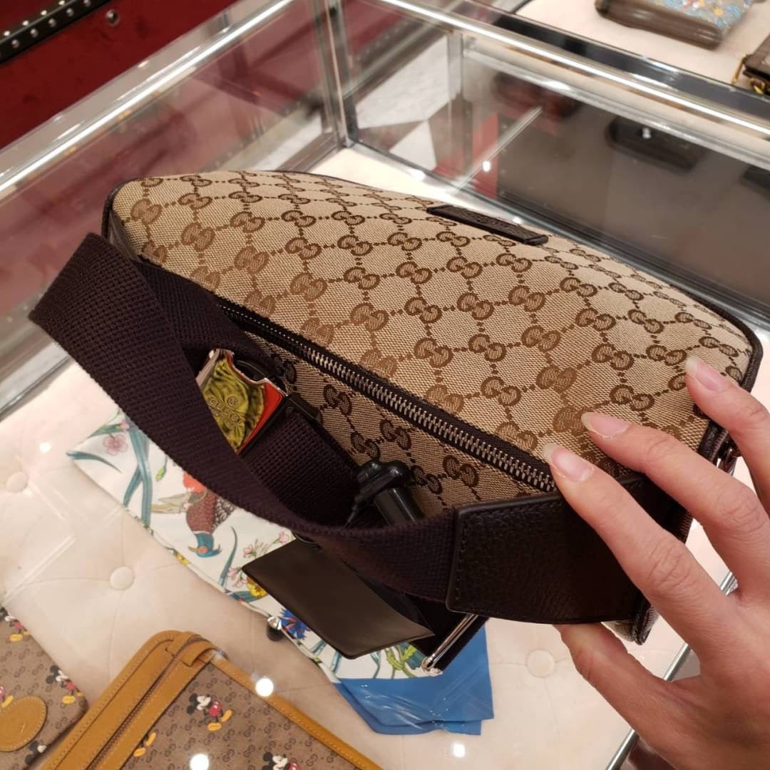 @Gucci Canvas Bumbag 男女款老花胸包/P475