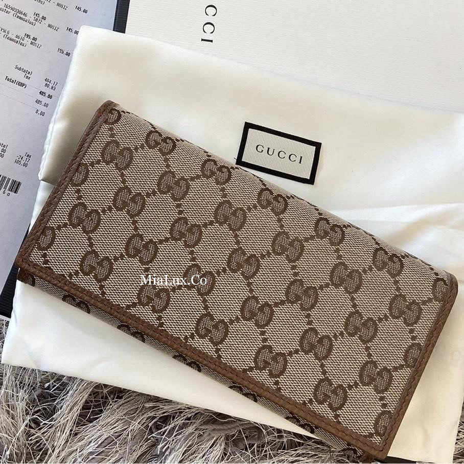 *@Gucci Long Wallet 老花織布翻蓋長夾/P280