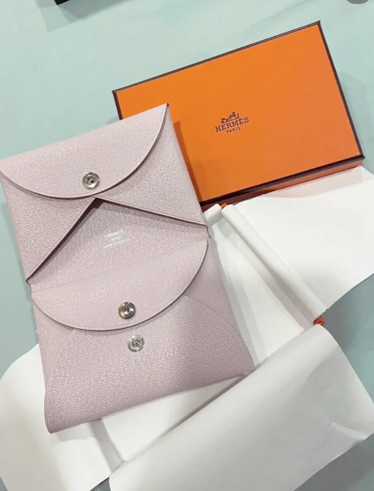 Hermes Calvi Duo Epsom皮卡夾錢包/455 ✨🉐20110