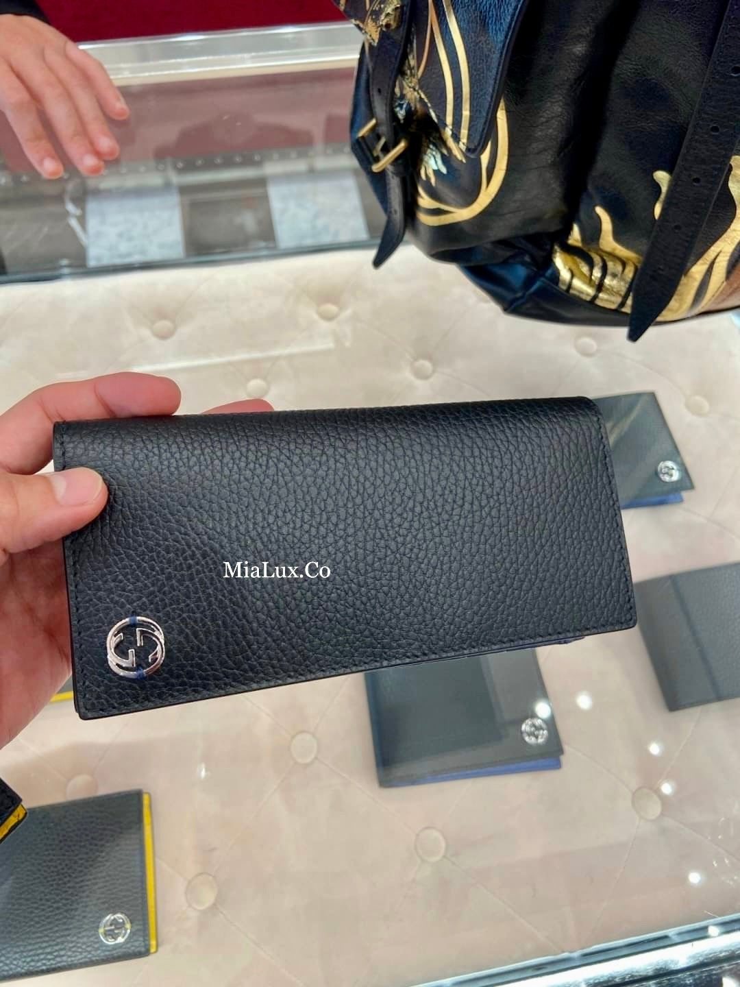 *@Gucci Long Wallet 男女款拼色銀扣長夾/P230