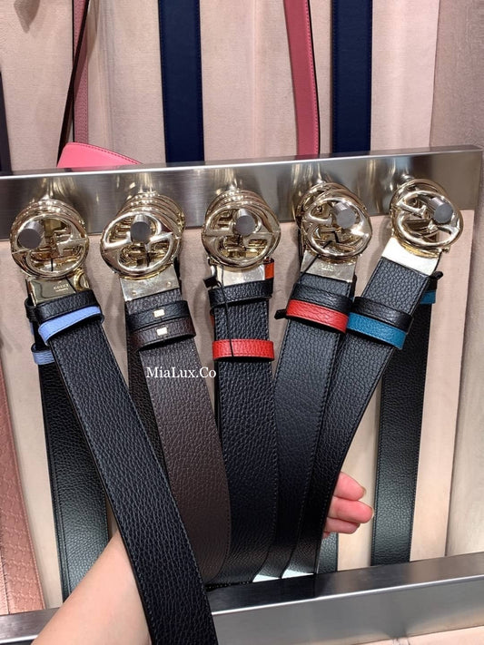 *@Gucci▪️Calfskin Belt 女款銀頭雙面皮帶/P205 🔔限時折🉐11000