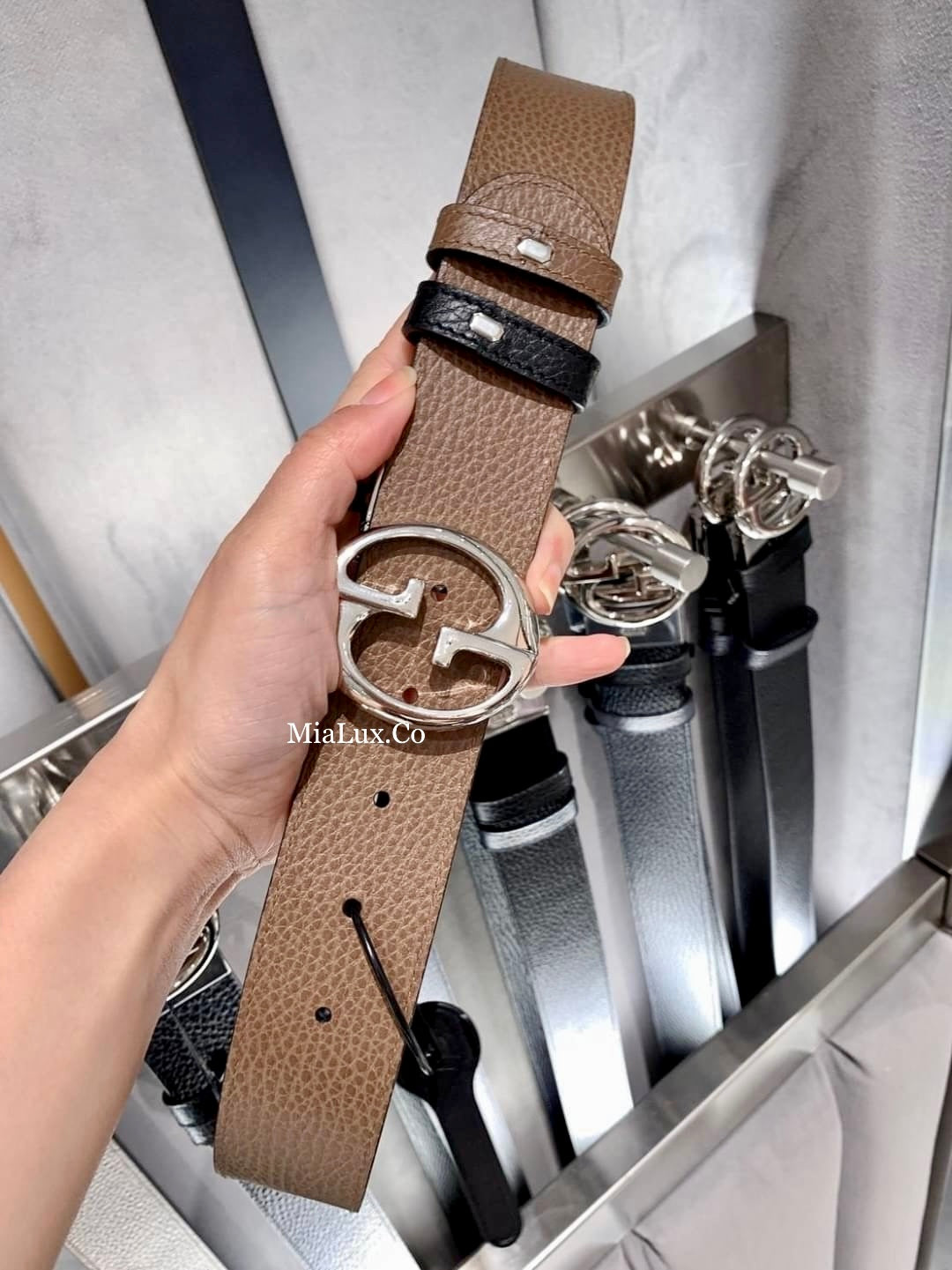 *@Gucci Calfskin Belt 男生款滑蓋雙面皮帶/P205