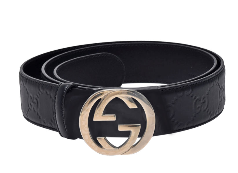 @Gucci Embossed Belt 女款雙G扣壓紋皮帶/P215