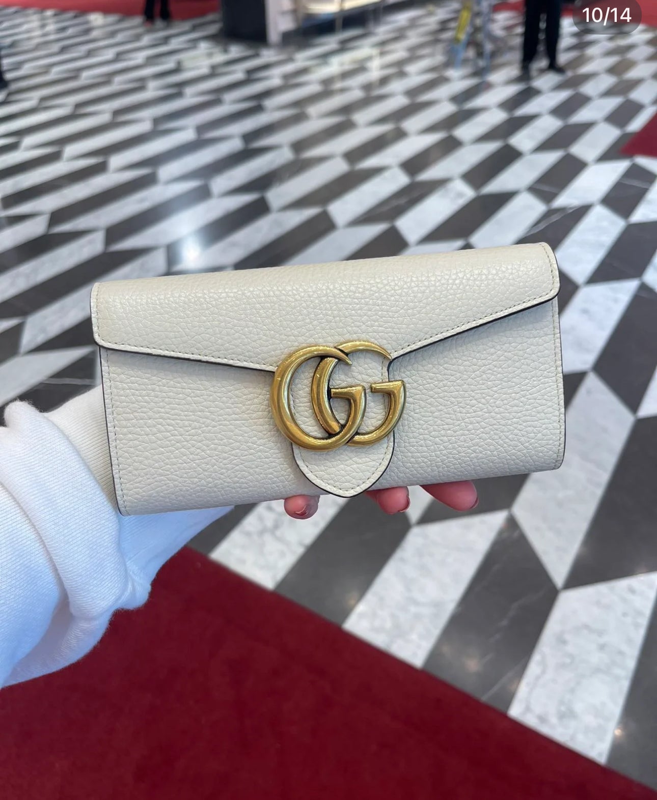 *現貨*@Gucci Marmont 馬夢白色掀蓋長夾 P15000 /T19000