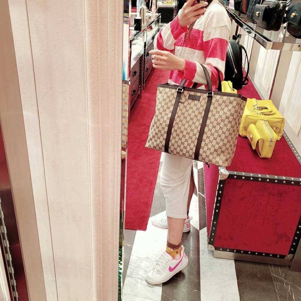 *@Gucci Canvas Tote L 大款男女款老花托特包/P500