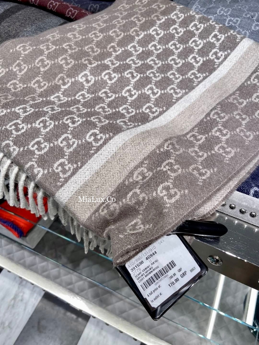 *@Gucci Wool Scarf  男女款邊飾羊毛厚長條圍巾/P220