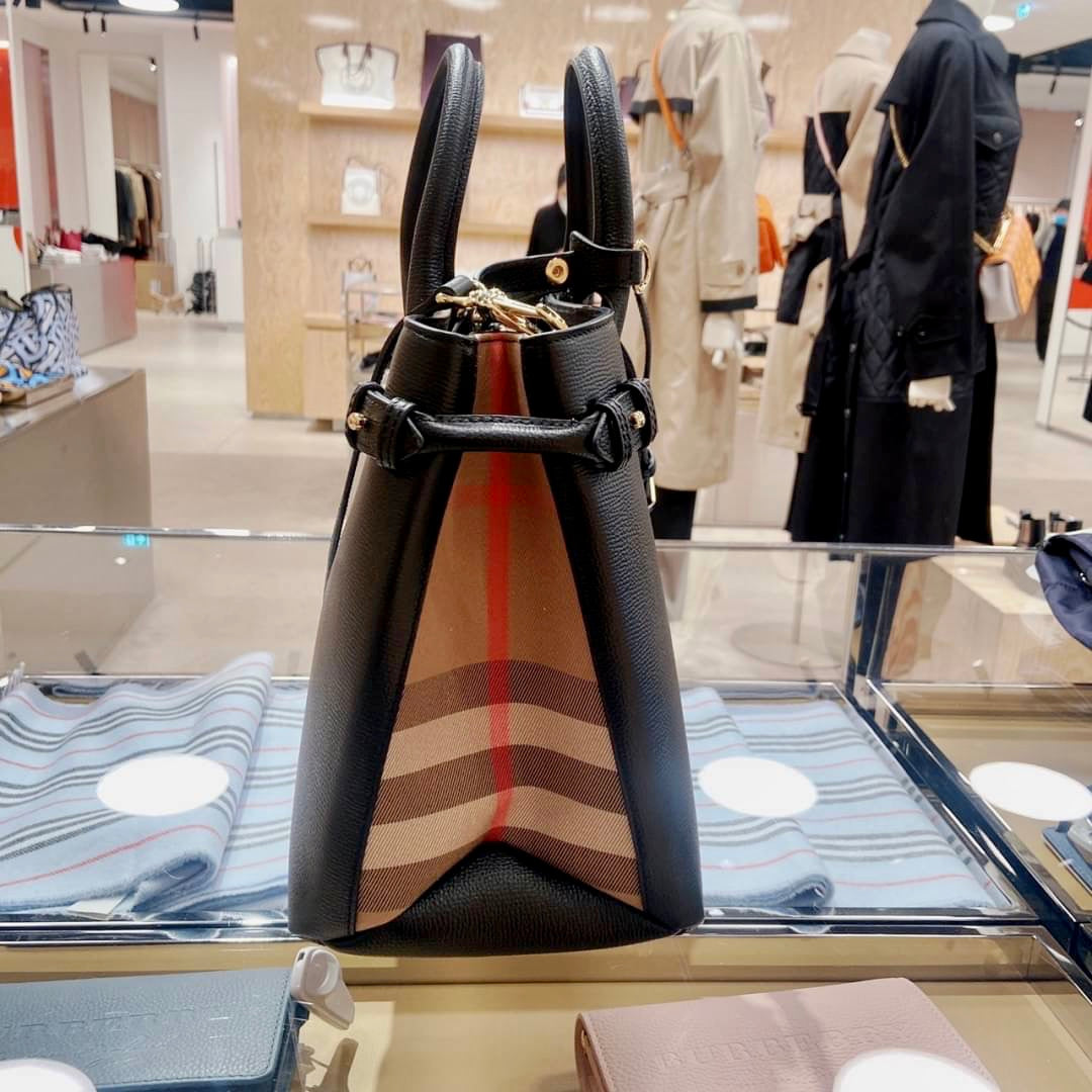 @Burberry Banner M 中款格紋拼皮手提包/P895 🔥下殺🉐41280