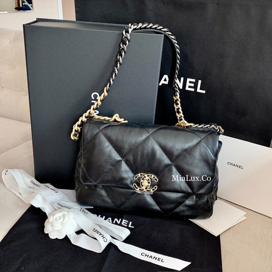 CHANEL✨| 19 LARGE LAMBSKIN HANDBAG 大款經典19小羊皮翻蓋鍊包 AS1161 *£5,890