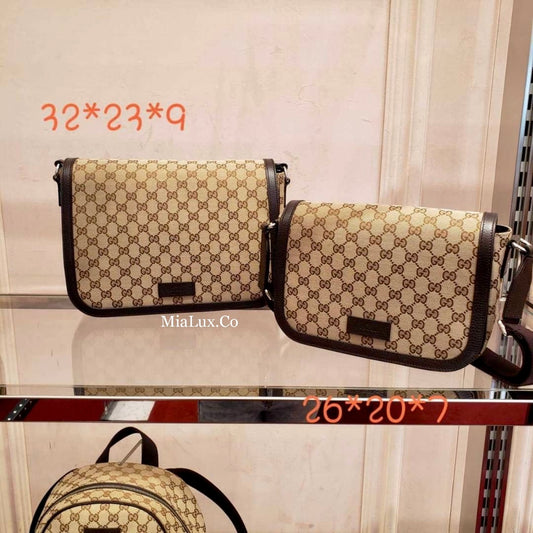 *@Gucci 男生款老花織布郵差包/ 小款P470 / 大款 P490