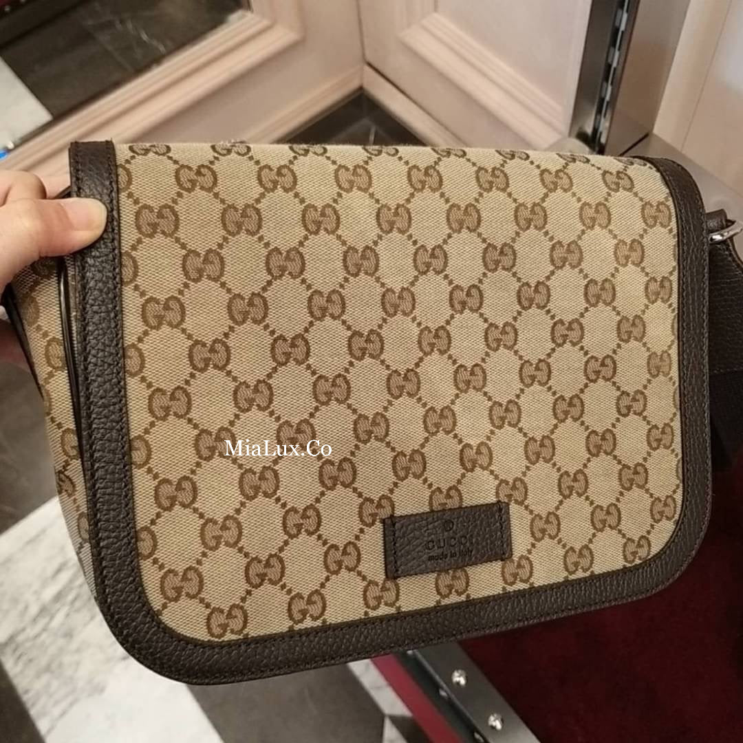 *@Gucci 男生款老花織布郵差包/ 小款P470 / 大款 P490