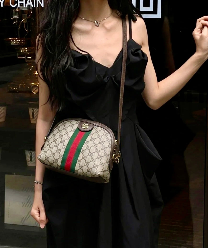 Gucci▪️Ophidia GG 老花織布貝殼包/1340C1083 ㊙️折扣🉐44320💰