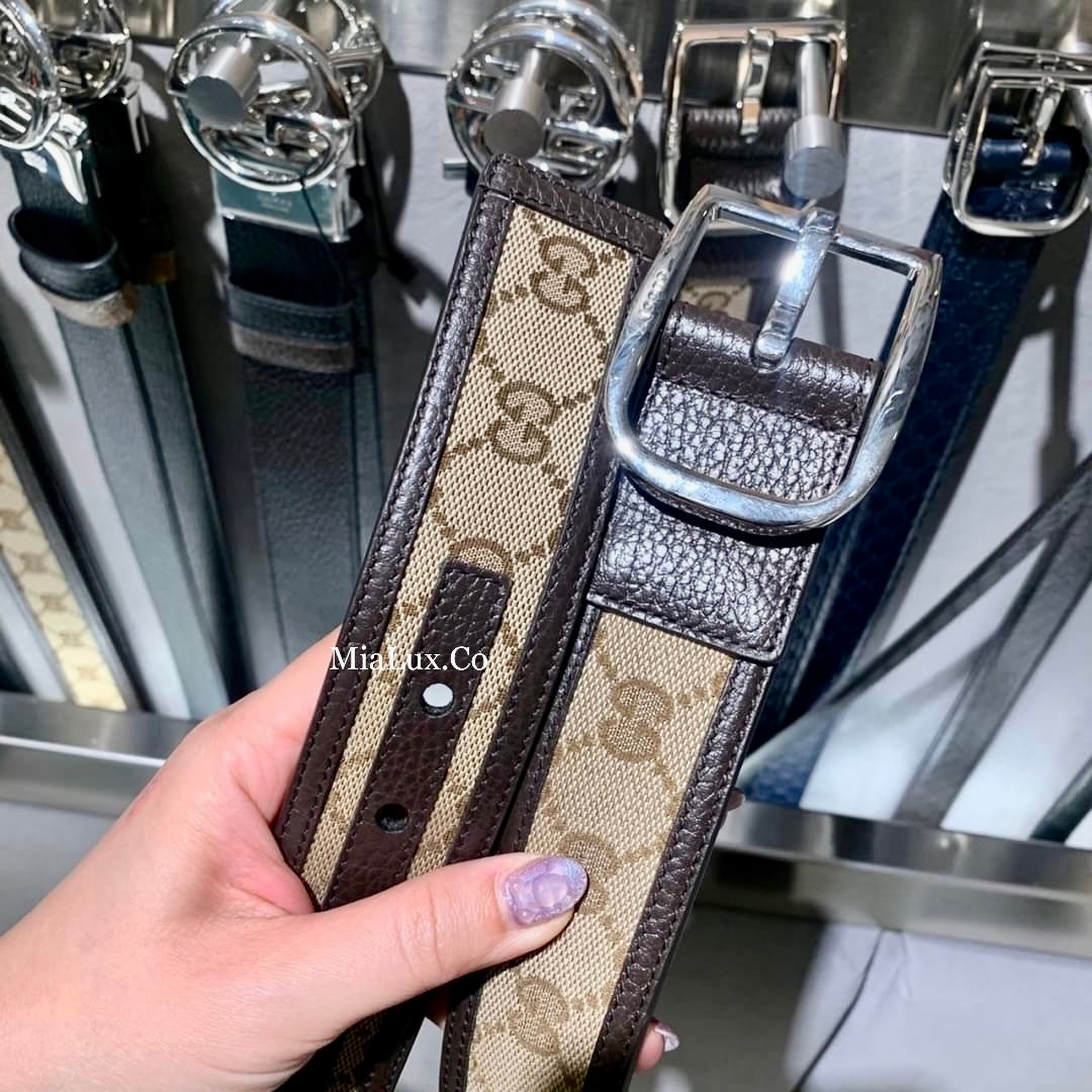 @Gucci GG 男生款老花皮帶/P165