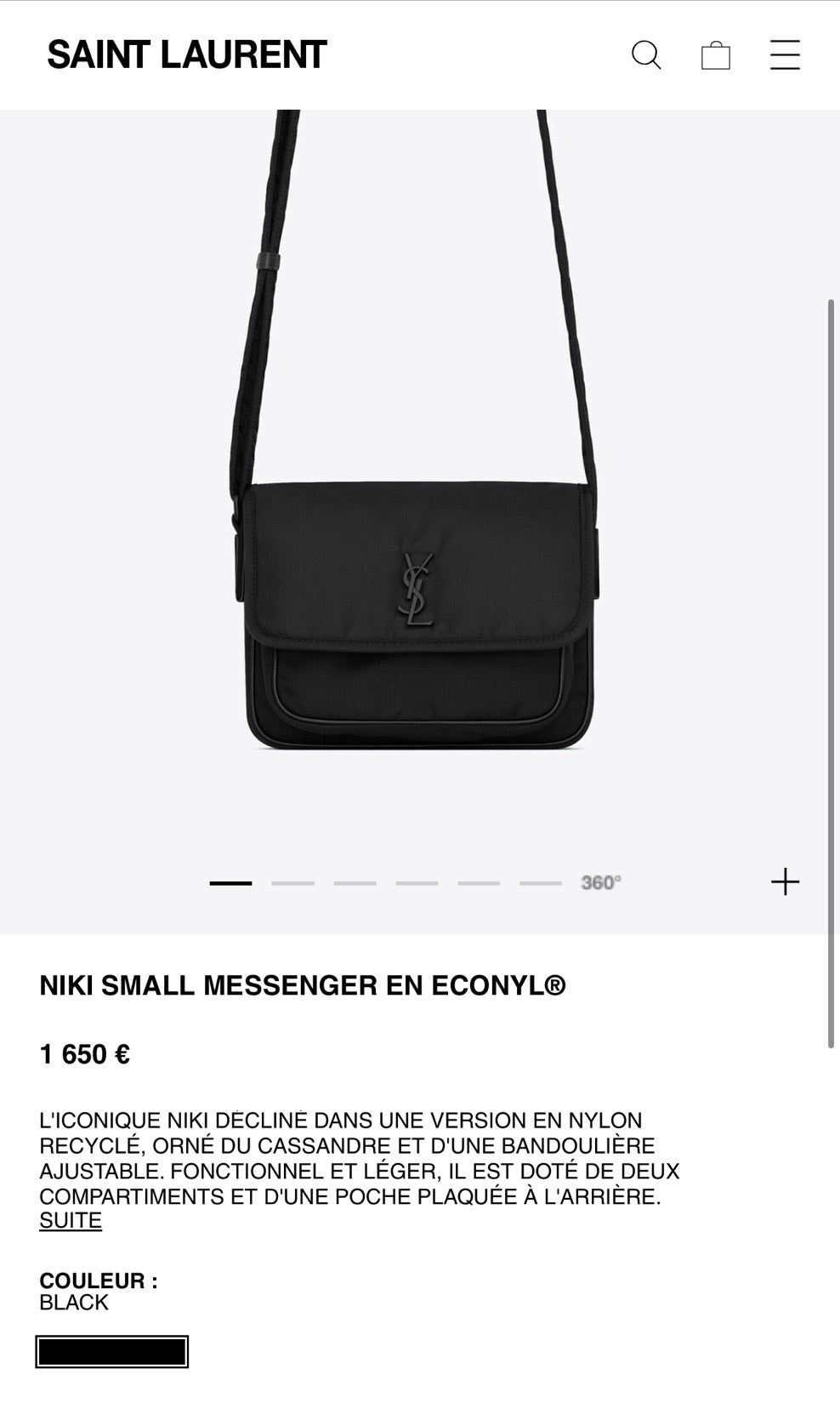 YSL Niki Messenger S 尼龍郵差袋/1535E1650 🉐55500🇪🇺🏷