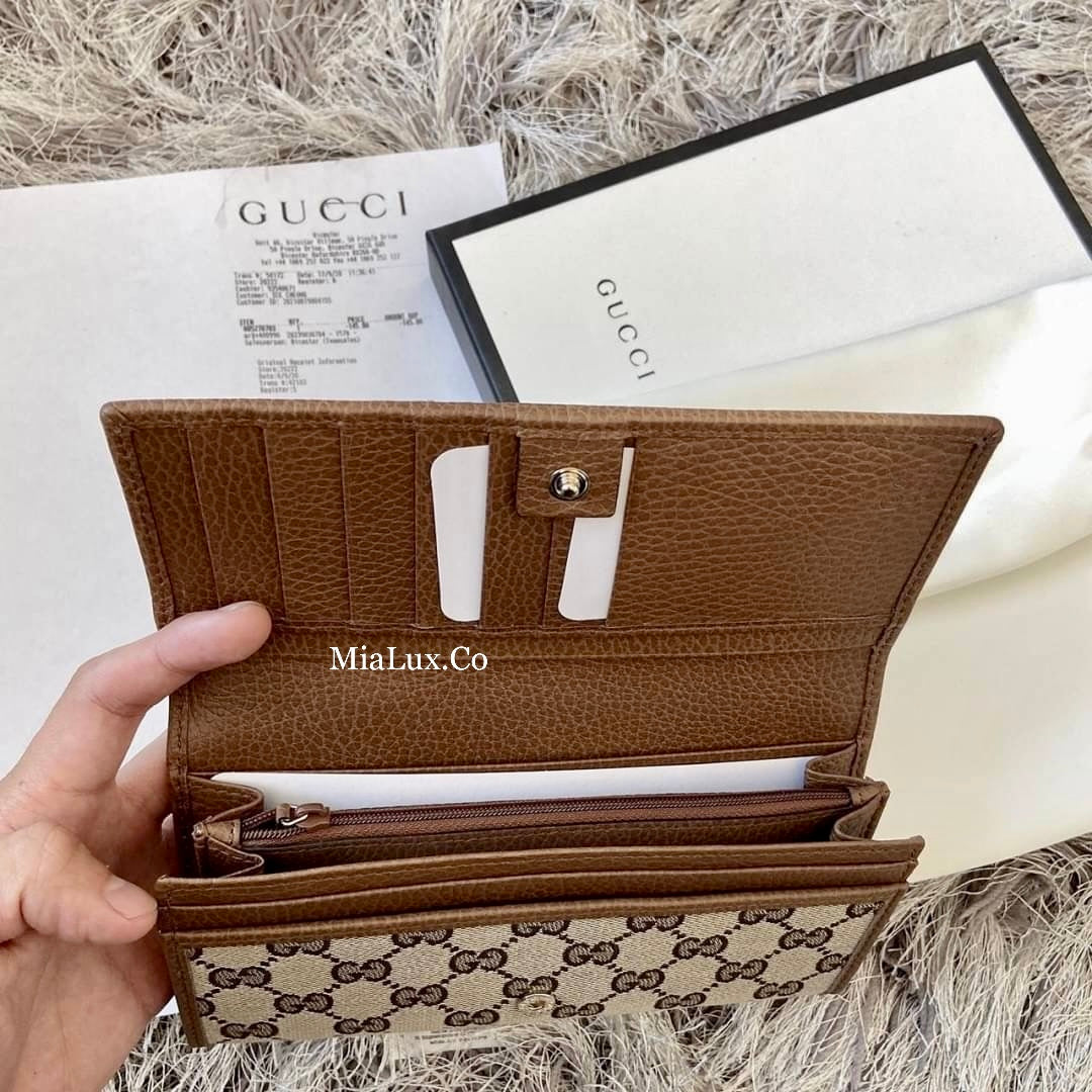*@Gucci Long Wallet 老花織布翻蓋長夾/P280