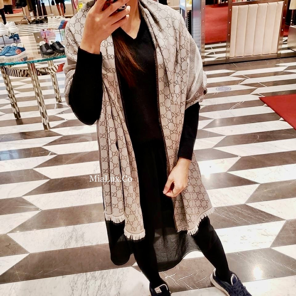 *@Gucci▪️Wool Scarf Long 正反雙色羊毛長條圍巾/P175