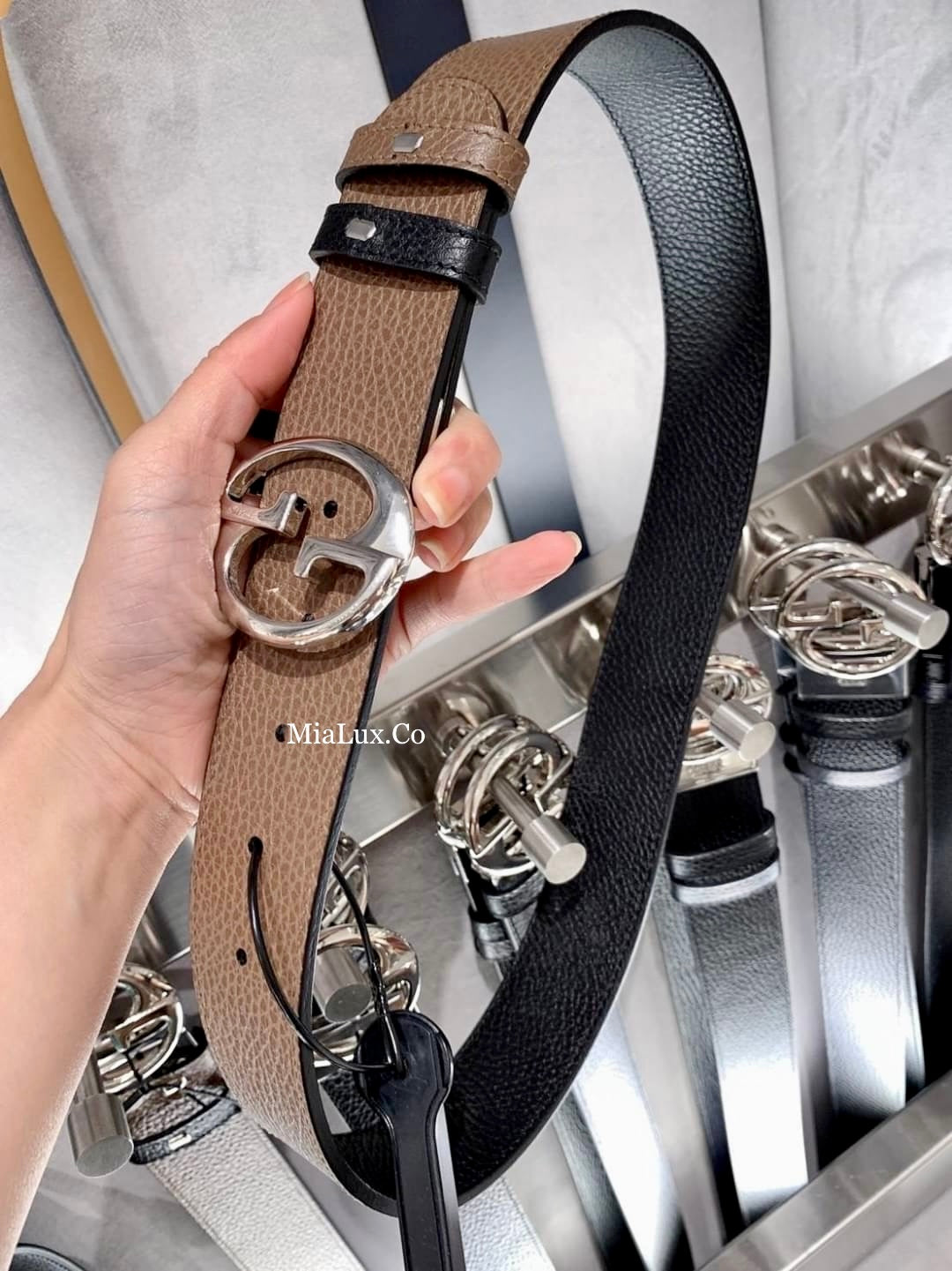 *@Gucci Calfskin Belt 男生款滑蓋雙面皮帶/P205