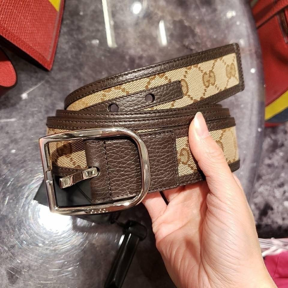 @Gucci GG 男生款老花皮帶/P165