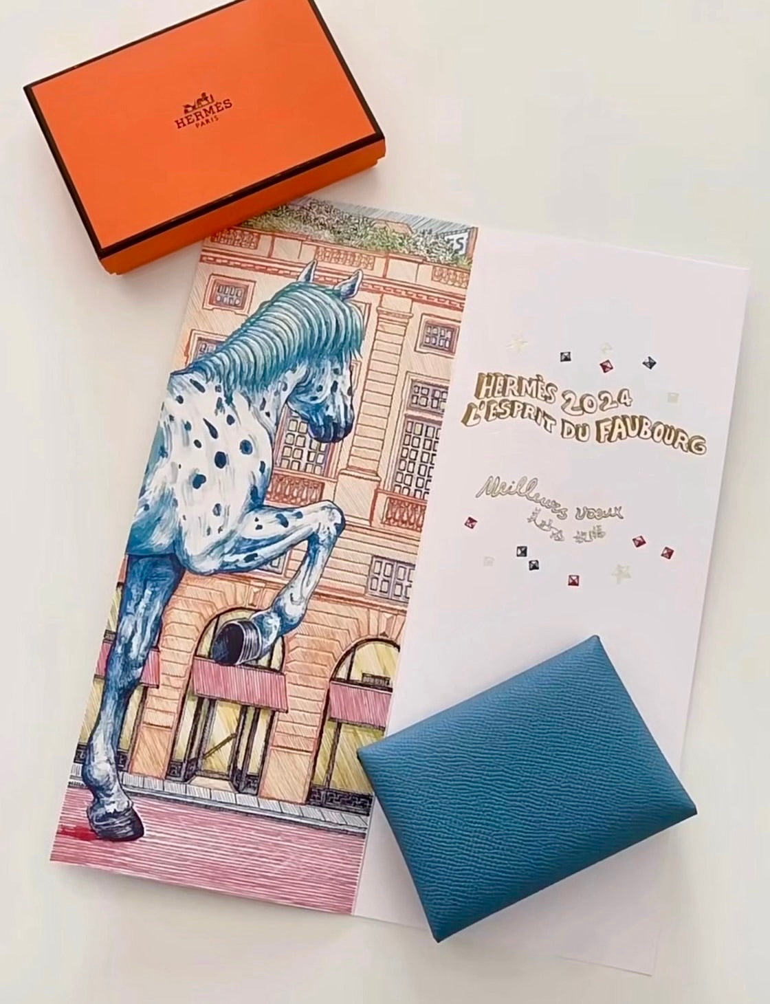 Hermes Calvi Duo Epsom皮卡夾錢包/455 ✨🉐20110