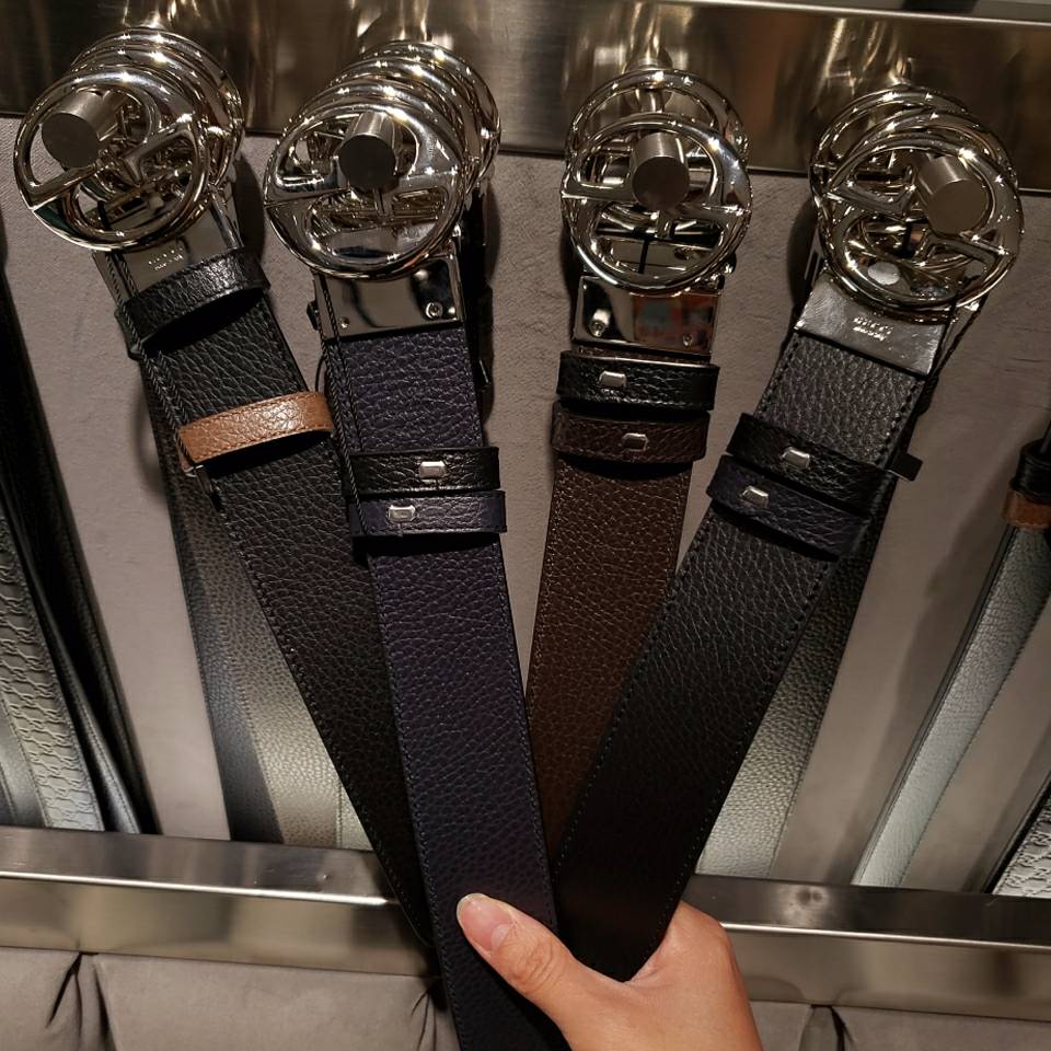 *@Gucci Calfskin Belt 男生款滑蓋雙面皮帶/P205