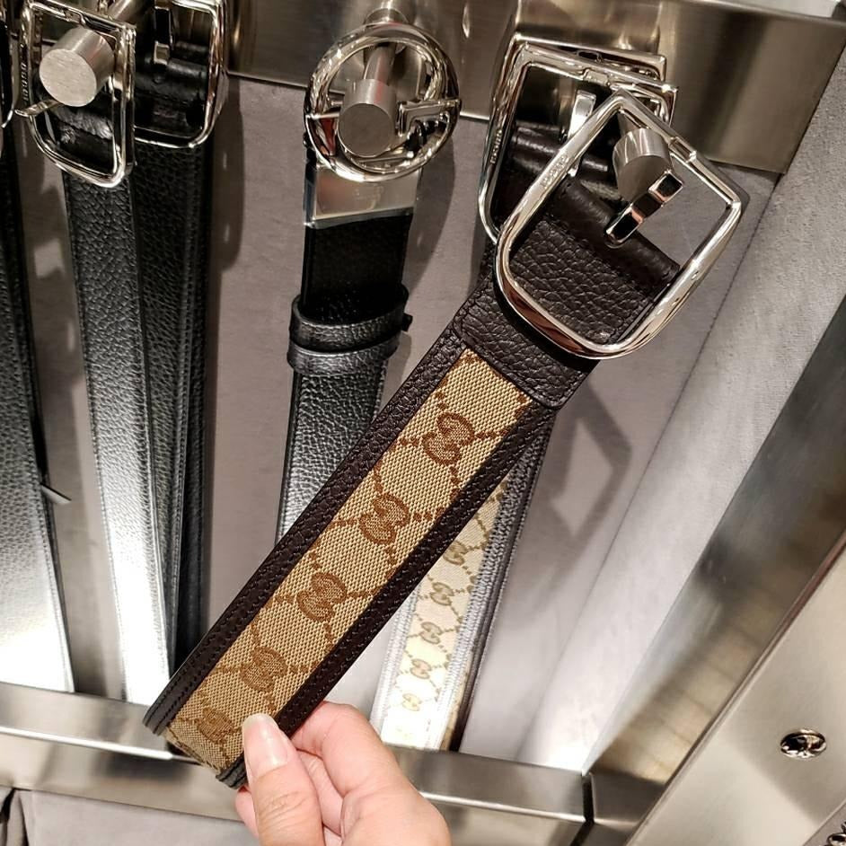 @Gucci GG 男生款老花皮帶/P165