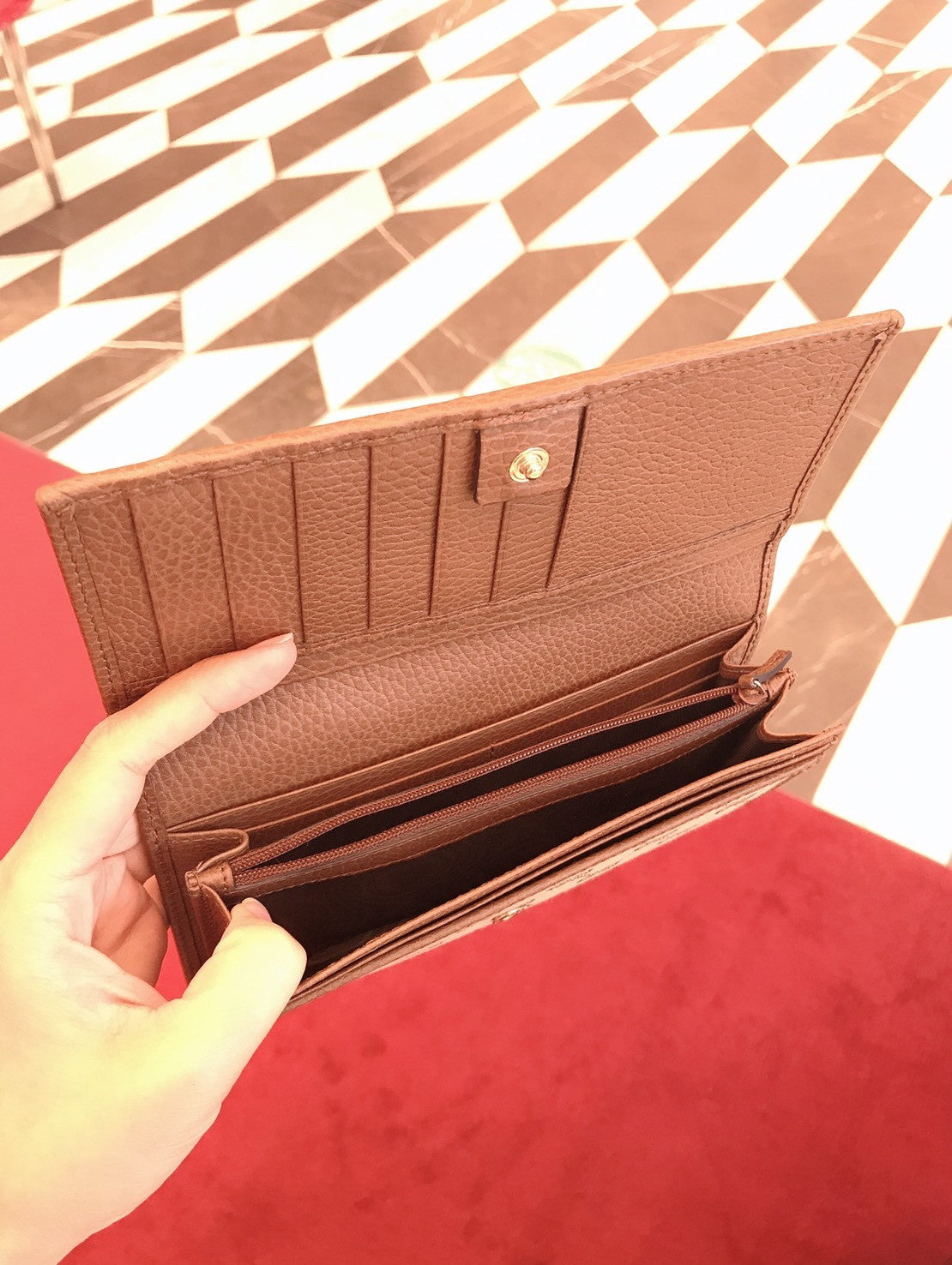 *@Gucci Long Wallet 老花織布翻蓋長夾/P280