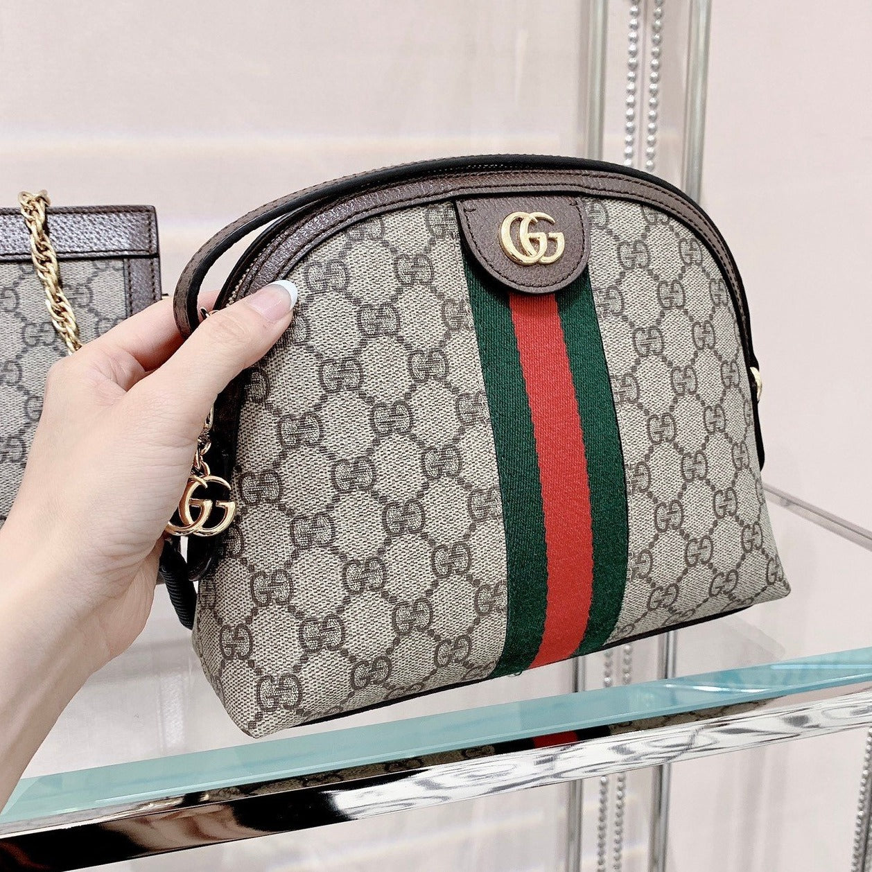 Gucci▪️Ophidia GG 老花織布貝殼包/1340C1083 ㊙️折扣🉐44320💰