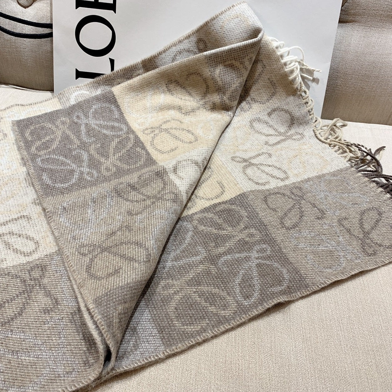 Loewe▪️Scarf in Wool and Cashmere 爆款LOGO羊絨圍巾/E450 K425