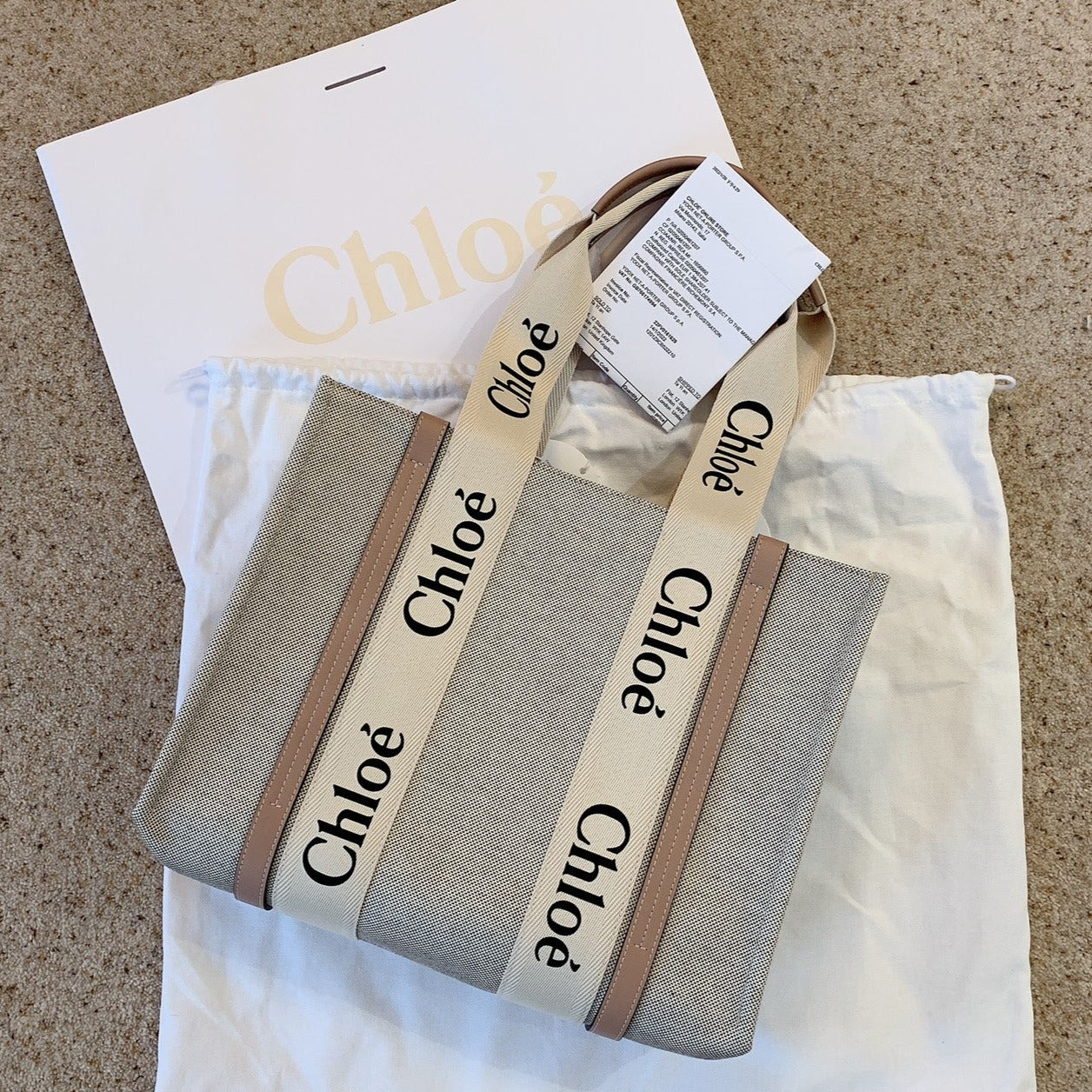 Chloe▪️Woody Tote M 中托特包/890C735 ㊙️折扣🉐30870💰